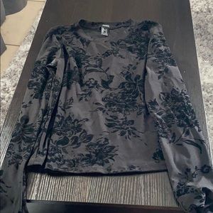 Black long sleeve with felt flowers